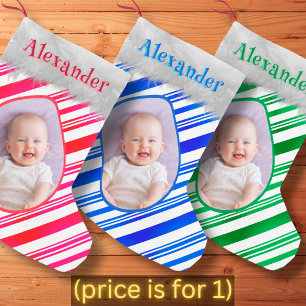 Blue White Candy Cane Patterns Weihnachts Foto Spa Kleiner Weihnachtsstrumpf