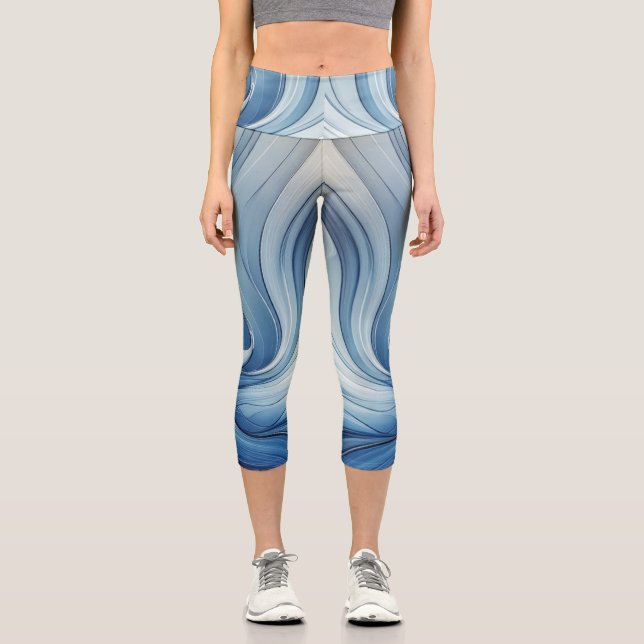 Blue White Capri Leggings (Vorderseite)