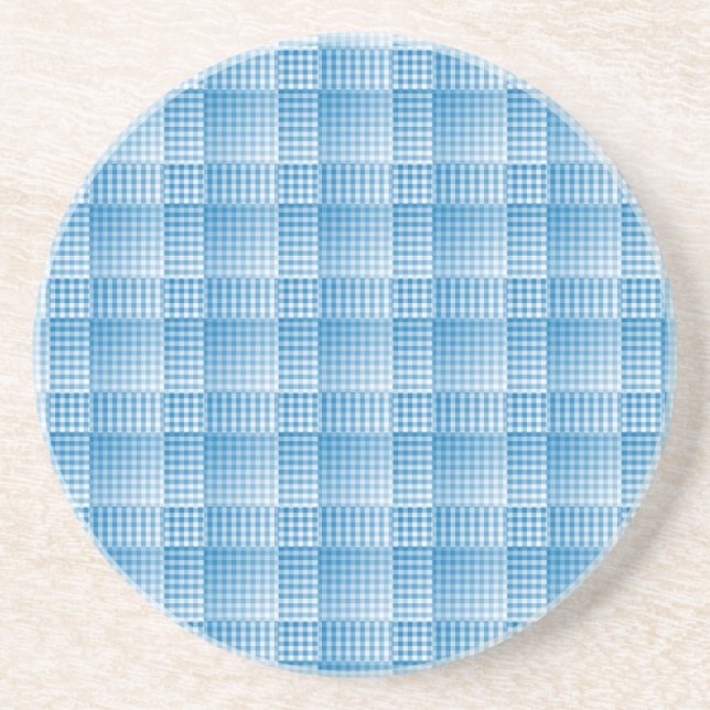 Blue White Checker Abstract Pattern Getränkeuntersetzer (Vorne)