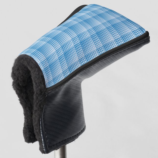Blue White Checker Abstract Pattern Golf Headcover (3/4 Vorderseite)