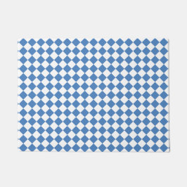 Blue White Checker Diamond Pattern Fußmatte