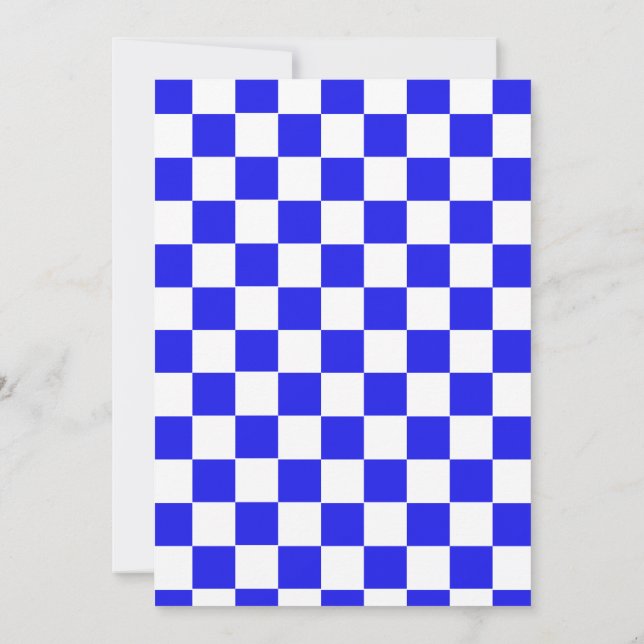 Blue & White Checkered CUSTOM Wedding Einladung (Rückseite)