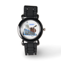 Blue & White Cheerleader's Megaphone Custom Watch