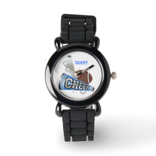 Blue & White Cheerleader's Megaphone Custom Watch Armbanduhr