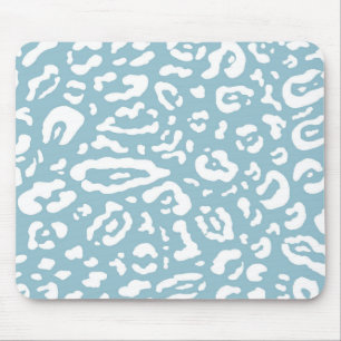 Blue & White Chic Cheetah Leopard Tierdruck Mousepad