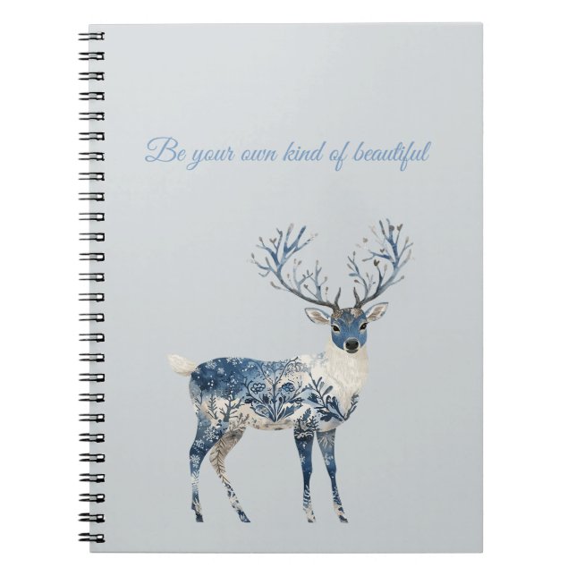 Blue White Chic Deer Notizblock (Vorderseite)