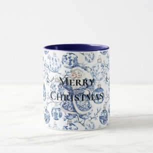 Blue White Chic Weihnachten Weihnachten und Orname Tasse