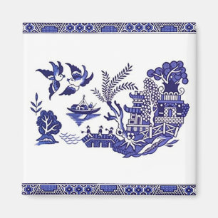 Blue & White China Blue Willow Design Magnet
