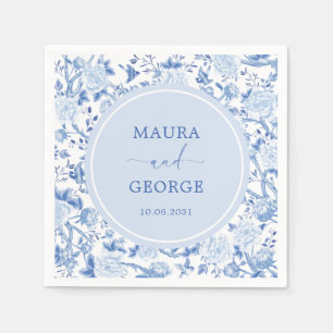 Blue White Chinoiserie Blumenküste Hochzeit Serviette