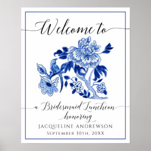 Blue White Chinoiserie Blumenladen Poster