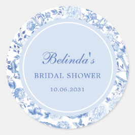 Blue White Chinoiserie Brautparty Runder Aufkleber