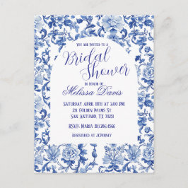 Blue & White Chinoiserie Bridal Shower Invitation Postkarte