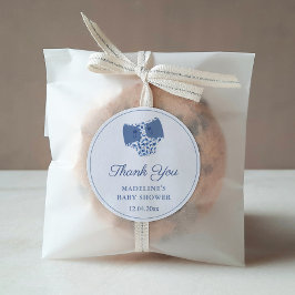 Blue White Chinoiserie Diaper Baby Dusche Gefallen Runder Aufkleber