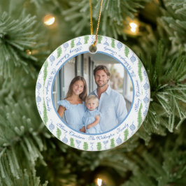 Blue & White Chinoiserie Garland Grandmillennial Keramik Ornament