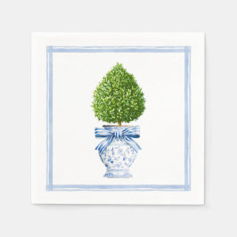 Blue & White Chinoiserie Topiary Serviette
