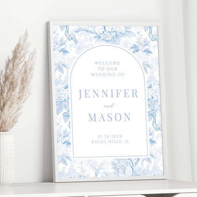 Blue White Chinoiserie Wedding Welcome Sign Poster (Von Creator hochgeladen)