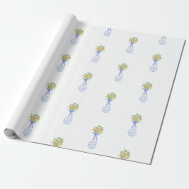 Blue White Chinoiserie Weihnachtsfeiertag Orange T Geschenkpapier