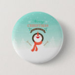 Blue White Christmas New Years Snowman Greetings Button<br><div class="desc">Schaltfläche "Blau und Weiß - Weihnachten / Neujahr - Schneemann"</div>