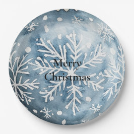 Blue White Christmas Snowflakes Ornamente Pappteller