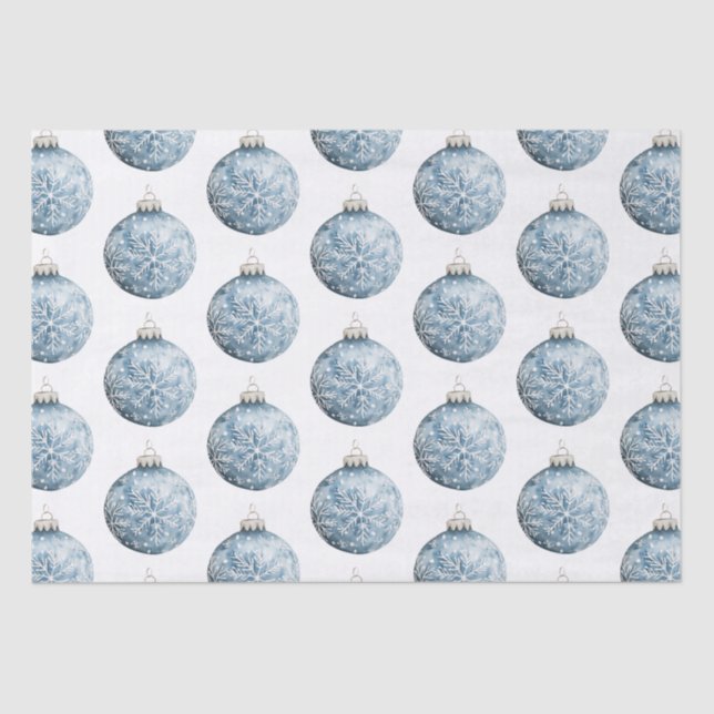 Blue White Christmas Snowflakes Ornamente Seidenpapier (Vorderseite)