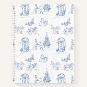 Blue White Christmas Toile Notizbuch