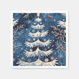 Blue White Christmas Tree Holiday Napkin Serviette