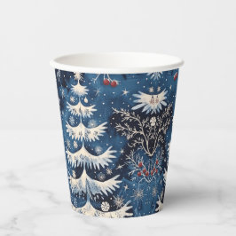 Blue White Christmas Tree Holiday Paper Cups Pappbecher