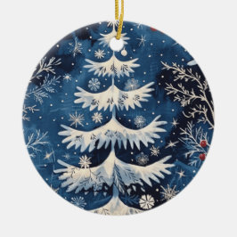 Blue White Christmas Tree Keramik Ornament