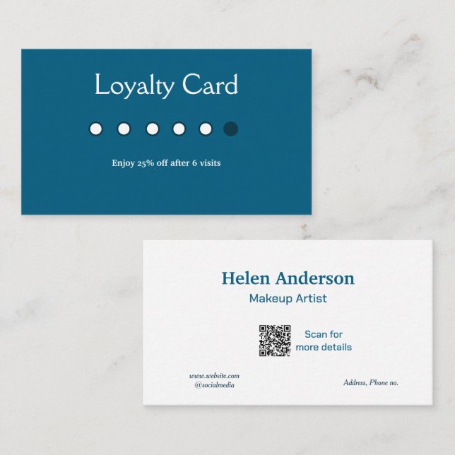 Blue White Classic Business Salon Loyekarten Visitenkarte (Vorne/Hinten)