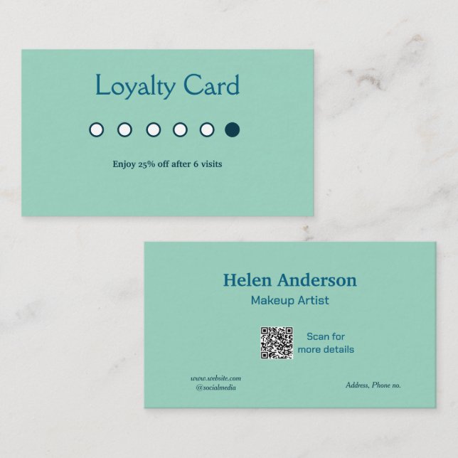 Blue White Classic Business Salon Loyekarten Visitenkarte (Vorne/Hinten)