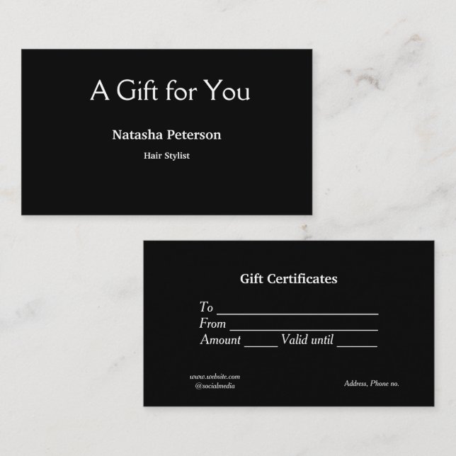 Blue White Classic Geschenkgutscheine Visitenkarte (Vorne/Hinten)