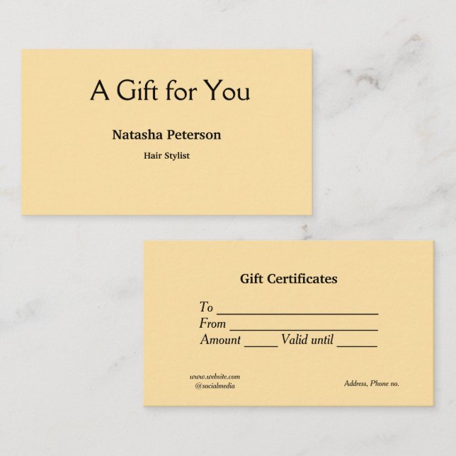 Blue White Classic Geschenkgutscheine Visitenkarte (Vorne/Hinten)