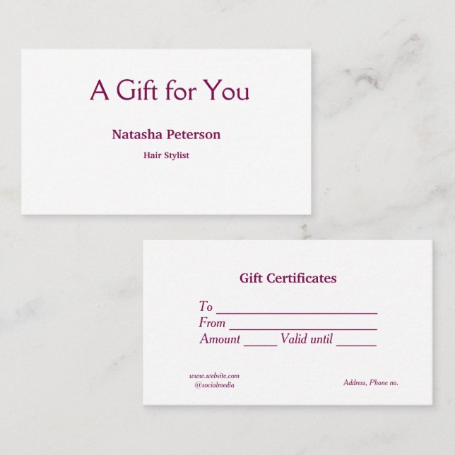 Blue White Classic Geschenkgutscheine Visitenkarte (Vorne/Hinten)