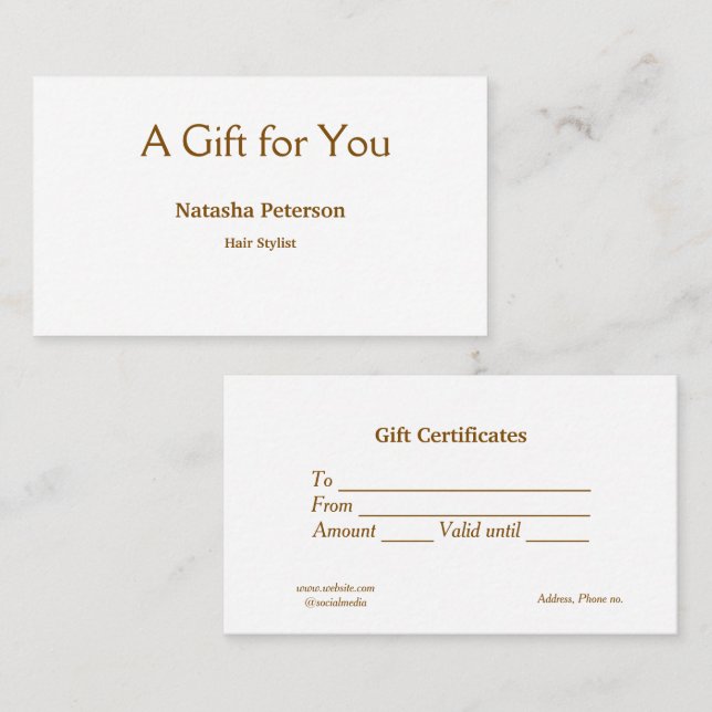 Blue White Classic Geschenkgutscheine Visitenkarte (Vorne/Hinten)