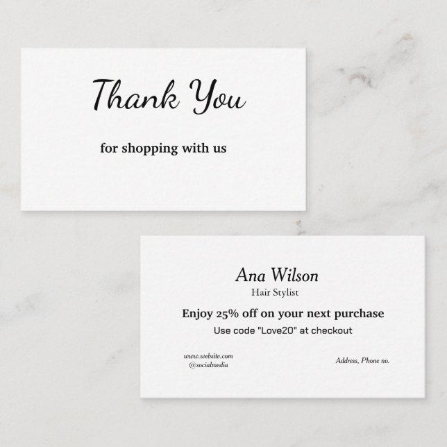 Blue White Classic Vielen Dank für Ihre Visitenkar Visitenkarte (Vorne/Hinten)