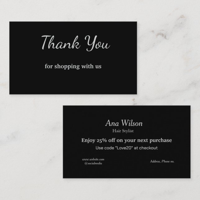 Blue White Classic Vielen Dank für Ihre Visitenkar Visitenkarte (Vorne/Hinten)