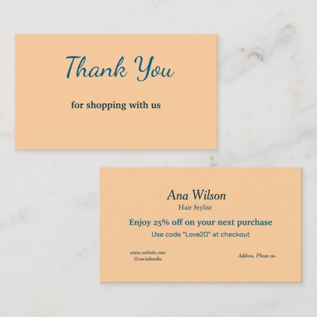 Blue White Classic Vielen Dank für Ihre Visitenkar Visitenkarte (Vorne/Hinten)