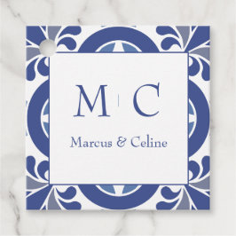 Blue & White Coastal Mediterrane Hochzeit Geschenkanhänger