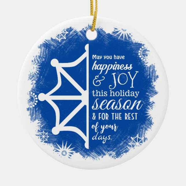 Blue, White Company Logo und Weihnachtsdekoration Keramik Ornament (Vorne)