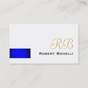 Blue White Consultant Monogram Business Card Visitenkarte