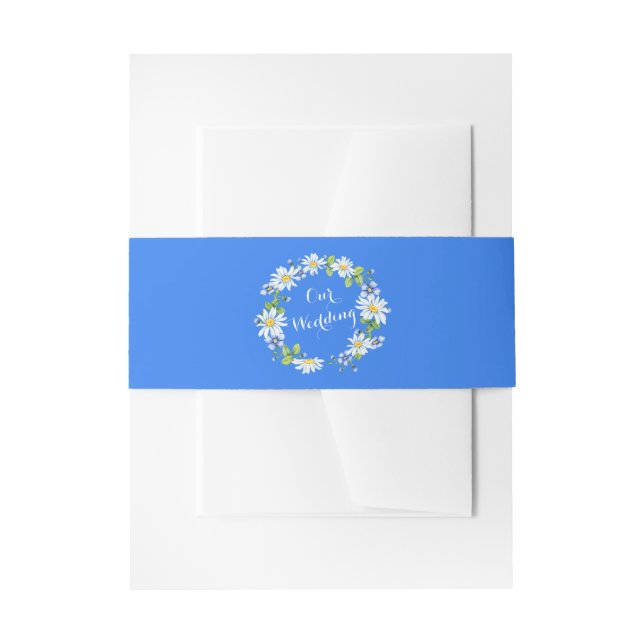 Blue White Country Daisy Floral Wedding Einladungsbanderole (Vorderseite Beispiel)