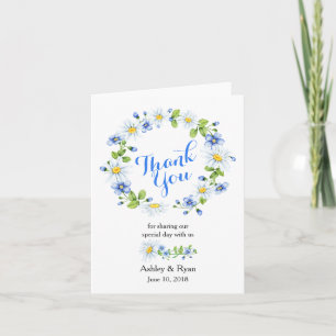 Blue White Country Daisy Foto Hochzeit Vielen Dank Dankeskarte