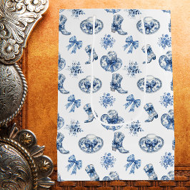 Blue White Cowgirl Boots Bows Toile Chinoiserie Mittlere Geschenktüte