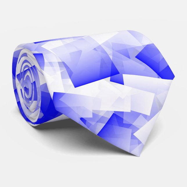 Blue White Cubism Abstract Pattern Krawatte (Gerollt)