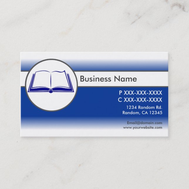 Blue White Custom Open Book Visicards Visitenkarte (Vorderseite)
