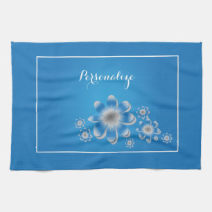 Blue & White Daisies Moderne stilvolle personalize Geschirrtuch
