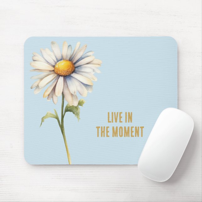 Blue White Daisy Blume Mousepad (Mit Mouse)
