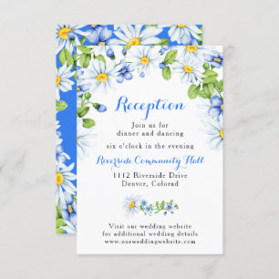 Blue White Daisy Floral Hochzeitsempfang Beilage Einladung