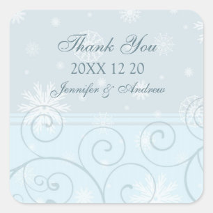 Blue White Dankeschön Ihnen Winter Wedding Sticker