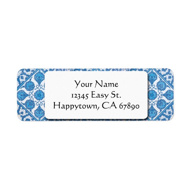 Blue White Delft Cornflower Custom Address Labels (Vorne)